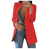 sommer mantel damen, Blazer Damen Elegant Langarm Einfarbig Mantel Jacke...