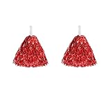 Naisfei 2 Stück Cheerleader Pompons, Rot, Metallfolie, für Sport, Tanz,...