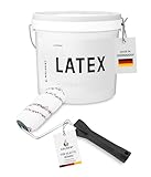 Kolorat® abwaschbare Wandfarbe Weiß – 2,5 L Latexfarbe inkl. 18 cm...