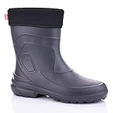 LEMIGO leichte Damen EVA Gummistiefel gefüttert Jessy (Dunkelgrau/Schwarz,...