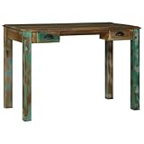 QJBSAVVA Schreibtisch aus Massivholz 112x55x76 cm Rustikaler Computer Tisch...