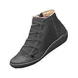 Damen Schuhe Stiefel Bequem Flat Breite Fuße Stiefeletten Freizeit...