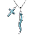 DAYLINLOVE Türkisfarbene italienische Hornkette S925 Sterlingsilber...