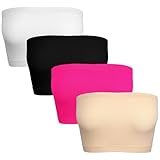 4 Stück Trägerlose Bandeau BHS Bandeau Top Damen Bustier Oberteil...