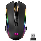 Redragon Gaming Maus Kabellose, RGB Wiederaufladbare Gaming-Maus mit 9...