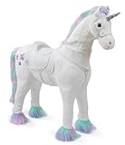 ELLA & PIET® Großes XXL Stehpferd Einhorn Snow mit Sattel (Weiß-Pastell)...