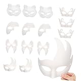 Angoily 15 Stück Teiliges DIY Papier Masken zum Bemalen Leichte Pappmaché...