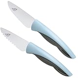 Kindermesser 2-teiliges Küchenmesser-Set zum Schneiden Krokodil Blau grau,...