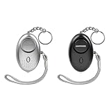 AMATHINGS 2er Set Taschenalarm Schwarz / Silber 140 dB Schlüsselanhänger...