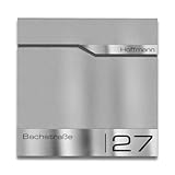 Metzler Briefkasten Graualuminium RAL9007 mit Zeitungsfach, personalisiert...