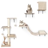 kletterwand Katzen - HEVOL 4-in-1 Katzen Kletterwand Set mit Kratzbaum,...