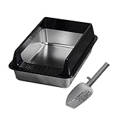 Chenxi Studio Katzentoilette aus Edelstahl, großes Tablett, Spritzschutz,...