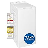 Exquisit Toplader Waschmaschine, 7,5kg Füllmenge, Waschmaschine schmal,...