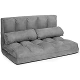 GOPLUS 2 Sitzer Bodensofa mit 2 Kissen, 3 in 1 Sofabett Liege Sofa mit 6...