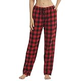 YUSHOW Schlafanzughose Damen Lang Flanell Baumwolle Karierte Pyjamahose...
