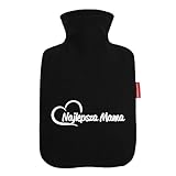 Huuraa Wärmflasche Najlepsza Mama Serce Geschenk 1,8 Liter Black Classic...