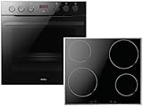 Amica Einbauherd Set Induktionskochfeld Teleskopauszug Timer Umluft Schwarz...