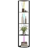 HOMCOM LED Stehlampe 5-stufige dimmbar Stehleuchte mit Regal, RGB...