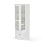 KHG Vitrine weiß 2 Drehtüren mit Glaseinsatz 2 Schubkästen 3...