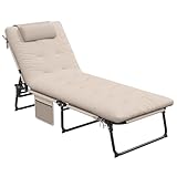 Outsunny Sonnenliege klappbar Gartenliege mit Kopfkissen, Liegestuhl mit...