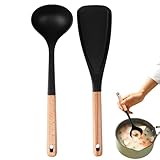 Pfannenwender aus Silikon, antihaftbeschichtet, mit Holzgriff,...