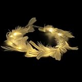 BF Souvenirs LED Haarkranz Feder mit weißen Federn für Hochzeit Fasching...