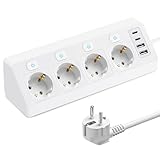 Steckdosenleiste mit 2 USB und 2 Type-C, 4 Fach Ecksteckdose mit Schaltern,...