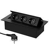 Versenkbare Einbausteckdose 3er, Aluminium-Druckguss, Softöffnung