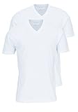 Olymp Herren T-Shirt City- Doppelpack V-Neck, M, Weiß