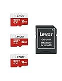 Lexar Micro SD Karte 32GB 3er Pack, Speicherkarte Micro SD mit SD Adapter,...