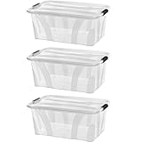 astor24 PREMIUM 3er XXL Set Aufbewahrungsbox transparent Organizer mit...