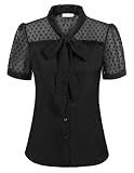 Belle Poque Damen T-Shirt Kurzarm Bluse mit Schleife Oberteile Elegant...