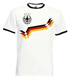 Herren T-Shirt Deutschland Retro Trikot Fußball - Weiß M