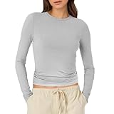 Y2K Langarmshirt Crop Tops Damen Sexy Crop Tops Slim Fit Party Cropped Tee...