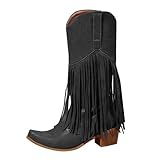 Generisch Fransen Stiefel Damen-Gothic-Stiefeletten Blockabsatz Snip Toe,...
