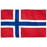 Runesol Norwegen Flagge, 91x152cm (3ft x 5ft), 4 Ösen, norwegische Flagge,...