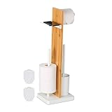 Relaxdays WC Garnitur, Bambus, HBT: 68x27x18 cm, freistehender...