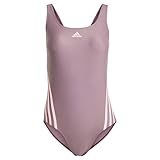 adidas Damen 3 Stripes Swimsuit Badeanzug, shadow fig/pink spark,