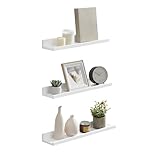 SONGMICS Wandregal, Schweberegal, 3er Set, 10 x 38 cm, Wandboard für...