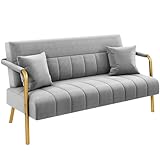 Yaheetech Polstersofa mit Armlehnen & Beine aus Metall Modernes...