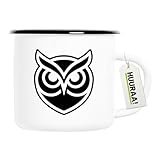 Huuraa Emaille Tasse Eule Silhouette Geschenk 300ml Vintage Emaille Becher...