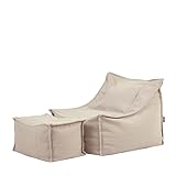 Icon Alto Sitzsack Sessel mit Hocker, Beige, Olefin Stoff für Drinnen und...