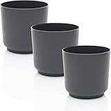 idea-station Sati Blumentopf Set 3 x 15 cm - anthrazit - bruchsichere...