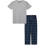 Hackett London Herren Windowpane T-Schlafanzug Pyjama, blau (Marineblau),...