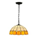 FUIBEJAE 12Zoll Tiffany Stil Pendelleuchte, mediterrane Buntglas Decke...