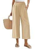 Niwicee Leinenhose Damen Sommer 3/4 Culotte Leichte Weite Leinenhose...