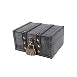 CZCMYAU Holzschatzkiste, Vintage-Holzschatzkiste mit Schloss, kleine...