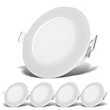 B.K.Licht - 5er Set LED Bad Einbaustrahler 230V flach, IP65, neutralweiße...