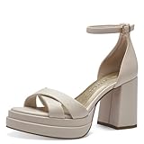 MARCO TOZZI Damen Sandalen mit Absatz Plateausohle Bequem, Beige (Cream),...