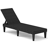 COSTWAY Sonnenliege Rattan, wetterfeste Gartenliege mit Verstellbarer...